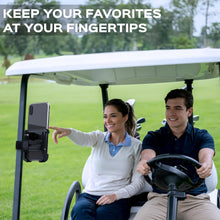 Load image into Gallery viewer, Magnetic Golf Cart Phone Holder Mount, Strong Magnet Cell Phone Holder for Golf Cart with Strap Mount,Ultra Strength Magnet Cell Phone Caddy fits iPhones, Samsung, Google, Huawei, LG
